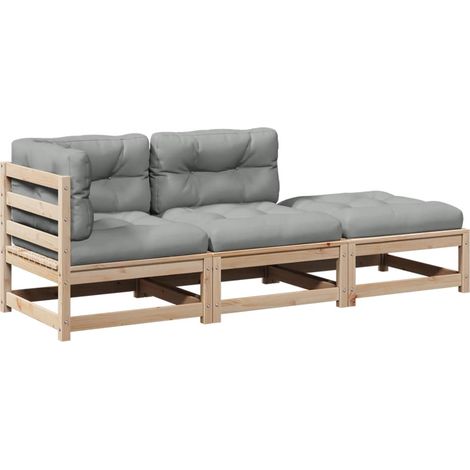 Maison Exclusive - 3-tlg. Garten-Sofagarnitur mit Kissen Massivho