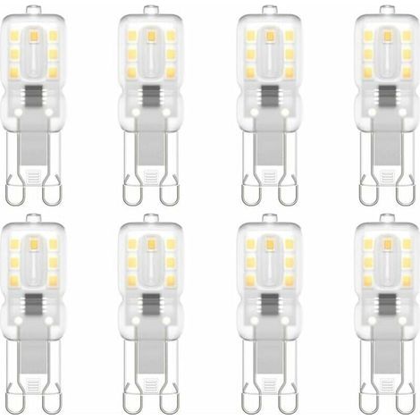 Lampadina LED G9, 220V, luce bianca naturale 3000K, 3W, equivalente a una lampada alogena da 30W, confezione da 8 pezzi. (1/4)