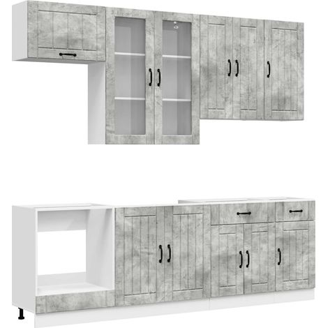 Kitchen Unit LUCCA 8 pcs Concrete Grey Engineered Wood vidaXL (1/5)