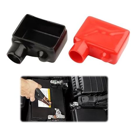 Bornes de Batterie Couvre, Capuchon Battery Terminal, Caoutchouc Bornes Bouchon Protecteur, Borne de Batterie Couvercle Isolant, Voitures, Camions, Moto (1/5)