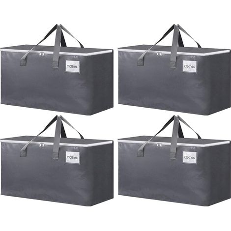 Juego de 4 bolsas de almacenamiento impermeables con cremallera para transportar y guardar ropa, color gris, 69 x 35 x 38 cm. (1/5)
