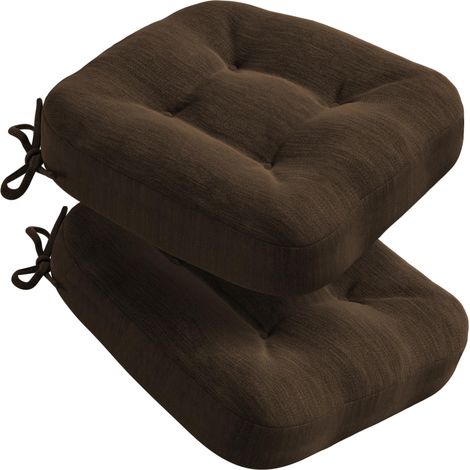 Lot de 2 coussins de chaise épais et confortables avec housse déperlante, lavable, antidérapants, pour chaise, extérieur et chaise de jardin, 40 x 40 x 8 cm, marron (1/5)
