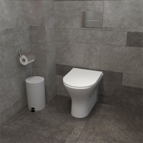 AICA Bathroom Back to Wall Toilet Modern Pan Soft Close Seat White Ceramic (1/5)
