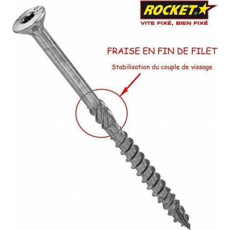 Vis à bois charpente Rocket 6x120 mm TX30, boîte de 100 pièces, visserie robuste pour fixation bois (1/3)