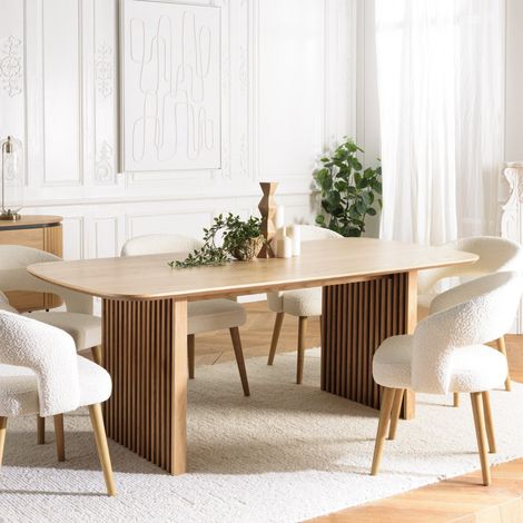 SYA - Table à manger rectangulaire L200 décor et chêne naturel (1/5)