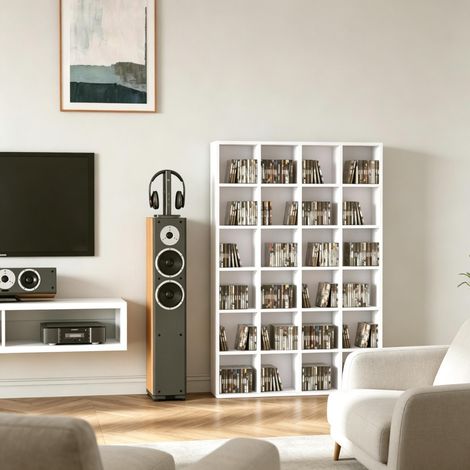Étagère de rangement moderne et élégante, meuble à CD, étagère ouverte à plusieurs compartiments, étagère polyvalente pour organiser et exposer dans toute pièce (étagère seule) (1/5)