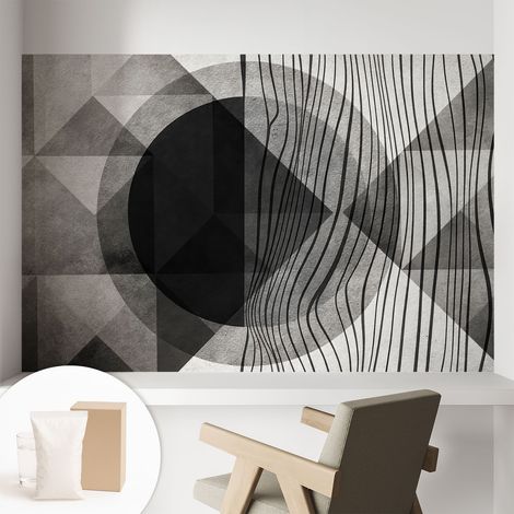 Papier peint intissé avec imprimé installation simple qualité excellente sans désordre - Colle incluse gratuite Formes abstraites 104x70 cm (1/5)