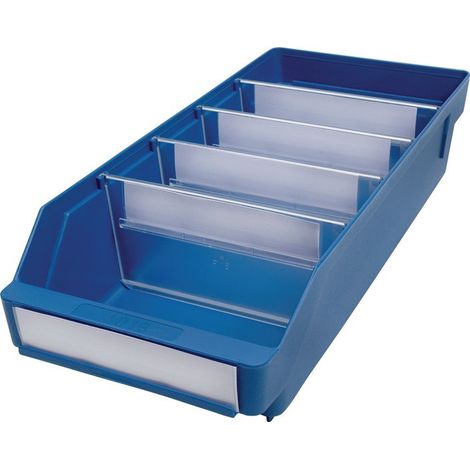 Boîte pour étagère L400xl180xH95mm bleue PP (Par 20)