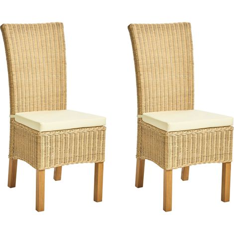 Set di 2 sedie da pranzo in rattan intrecciato naturale Andes