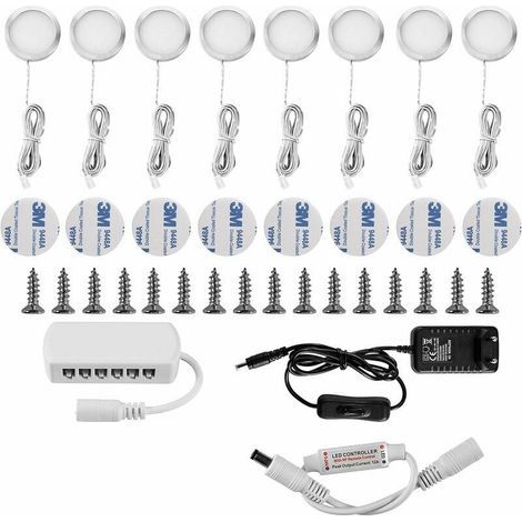 Choyclit – Lampe sous meuble LED 16W – Lot de 8 – 2000 lumens – Blanc froid 6000K – Installation facile – Pour placards et vitrines (1/5)