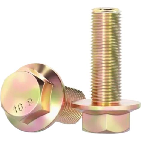 Vis à bride hexagonale filetage fin zingué, classe 10.9 – M10 M12 M14 M16, acier au carbone, (1/5)