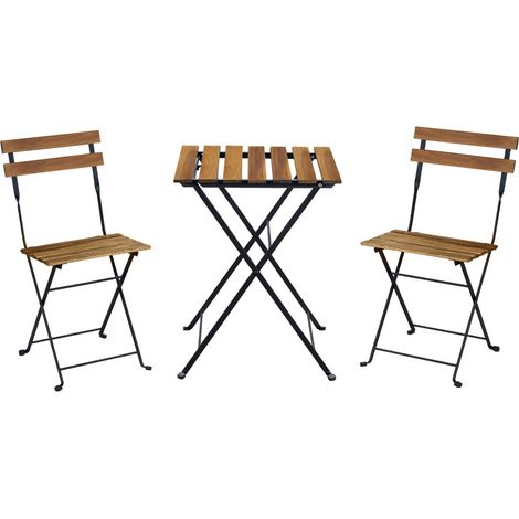 2-seater foldable bistro garden table with chairs Black 54x55x71 cm - Malaga (1/5)