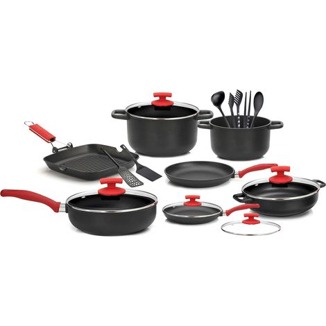 Batteria di Pentole 18 Pezzi in Alluminio Pressofuso Antiaderente Olympia Love