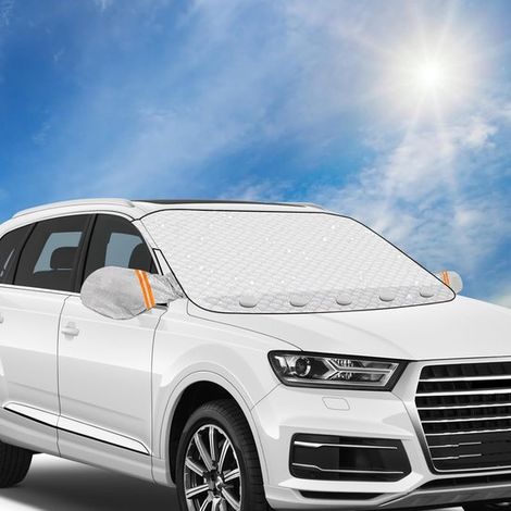 Auto-Windschutzscheibenabdeckung magnetische Windschutzscheibenschutzfolie faltbar mit 5 Magneten Schutz vor Frost Schnee Eis UV-Strahlung Regen 150 (1/2)