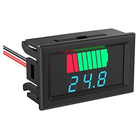 2-in-1 Batterietester Spannung Kapazität 12V 24V 36V 48V 60V 72V Digitales LED-Display (blau) für Auto, Golf, Camping (1/5)