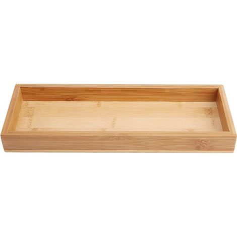 Plateau De Service En Bambou - 28 x 10,2 x 3 cm - Rectangulaire - Pour Thé Café Petit-Déjeuner Repas - 1 Pièce (1/5)