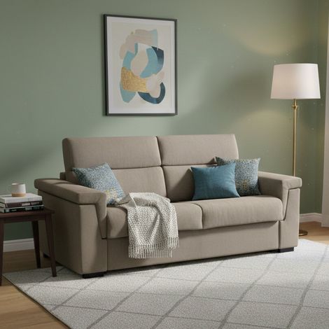 Nus 3-Sitzer Schlafsofa, abnehmbar, Stauraum, Made in Italy, waschbar, 225x95 cm, Taupe Grau (1/5)