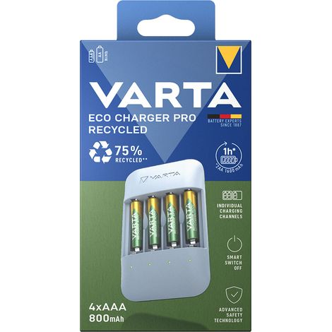 Cargador de Pilas Varta Eco Charger Pro 56813 AAA 4 Pilas