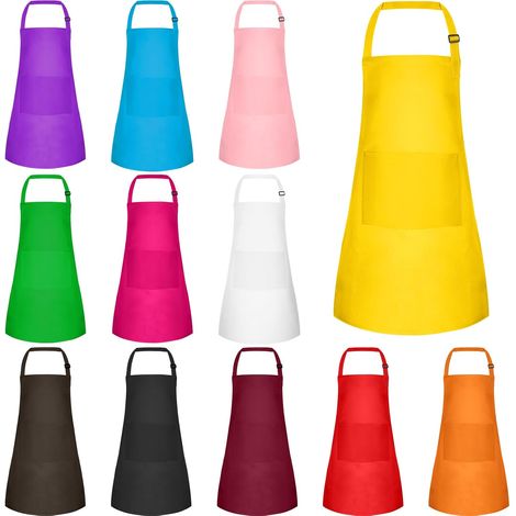 Tablier pour enfants en vrac avec 2 poches réglables, tablier de chef artistique, tabliers de peinture pour enfants pour la cuisine, la pâtisserie, la peinture, les travaux manuels (1/5)