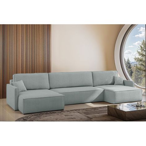 Wohnlandschaft mit Schlaffunktion Sofa LOUIS Stoff Scala Saphire (1/4)