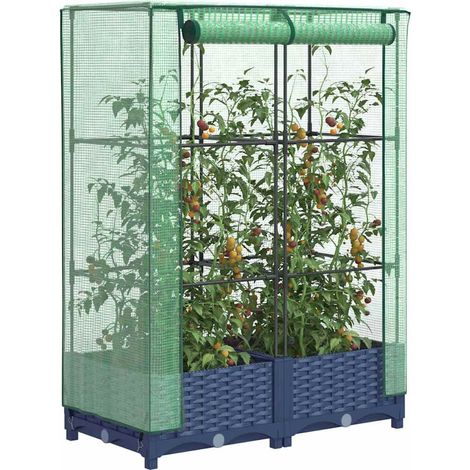 Jardinière surélevée-Pot de fleur avec housse aspect rotin 80x40x123 cm 223054 (1/5)