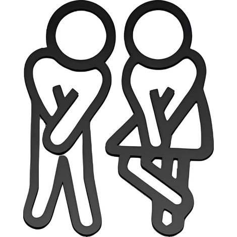 Plaque de Toilette Adhésive Design Créatif 3D Panneau WC Homme Femme Signalétique de Porte Salle de Bain Moderne Stickers Porte Autocollant pour Bureau Restaurant (1/5)
