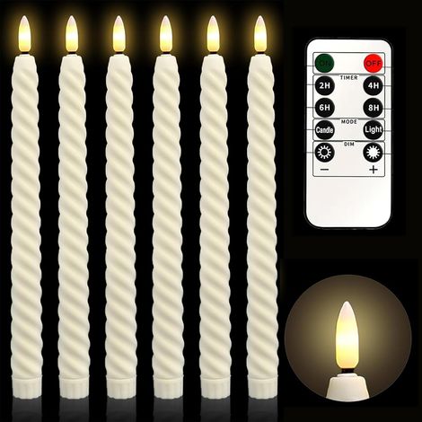Bougie LED Décorative 6pcs, fausse bougie avec Télécommande et Minuterie, Bougies Sans Flamme, Bougies Flottantes à Piles, pour décoration de Noël, de chambre, de mariage et de fête (2 x 25CM) (1/5)