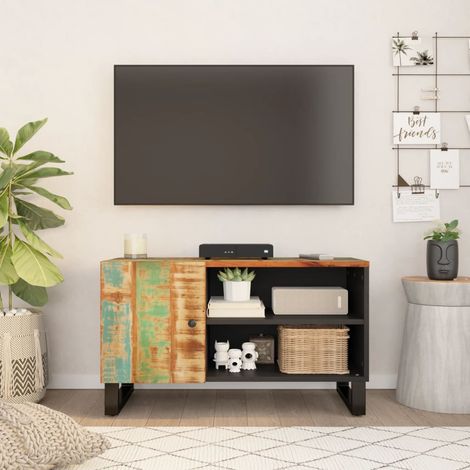 Meuble TV, Banc TV, Support pour Téléviseur, Meuble de Salon 80x33x46 cm bois de récupération et d'ingénierie YHJ89865 (1/5)