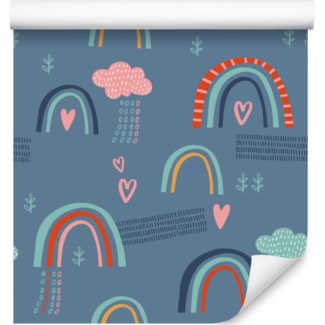 Papier peint nuages et arcs-en-ciel de style scandinave pour salon et chambre 50x1000 cm (1/5)