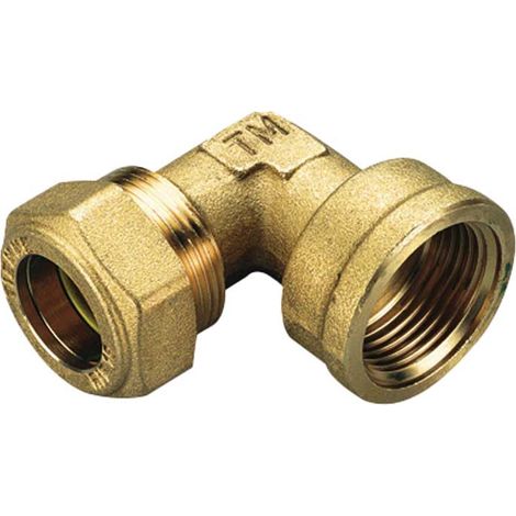 RACCORDO CURVO FEMMINA A COMPRESSIONE CON O-RING GIALLO PER GAS TIEMME Ø22 x 3/4