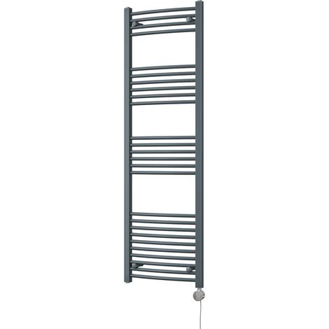 Zennor - Anthracite Electric Towel Rail H1600mm x W500mm Curved 600w Thermostatic (1/3)