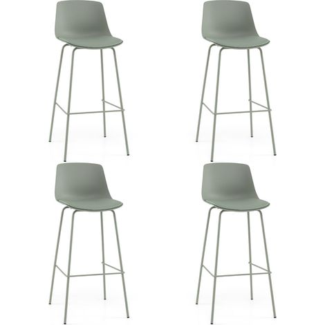 4-teiliges Barhocker-Set, Kunstleder, ergonomische Rückenlehne
