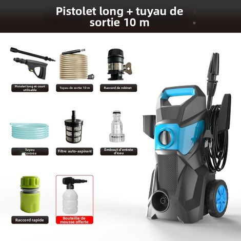 Nettoyeur Haute Pression, Nettoyeur Haute Pression Portable,1200W / 150Bar / 15L/min, pour La Voiture, Maison, Terrasse, Jardin, Vert,Green (1/4)
