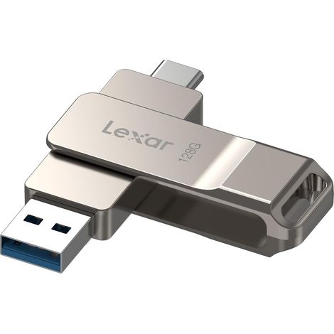 D40E Double Clé USB 3.2 Type-C, USB-A/C, 128 Go, Champagne Argent (1/5)