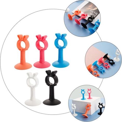 5 fermaporta in silicone, piastra a ventosa resistente, per porte scorrevoli, non richiedono foratura, sicuri per animali domestici, colore arancione (1/4)