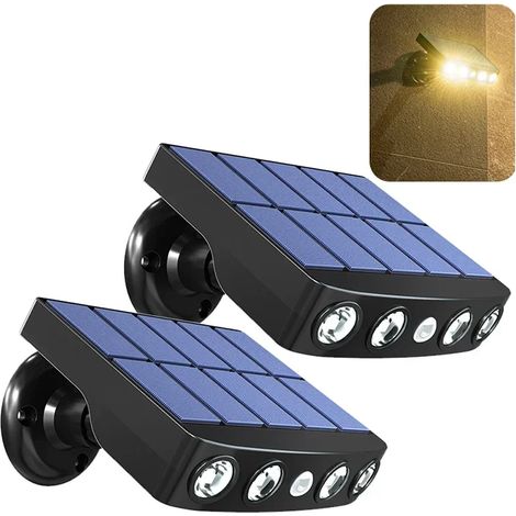(Lot de 2 lampes solaires LED blanc chaud à détecteur de mouvement pour extérieur, compatibles avec les jardins, allées, garages, cours, rues et murs. Étanche. (1/5)