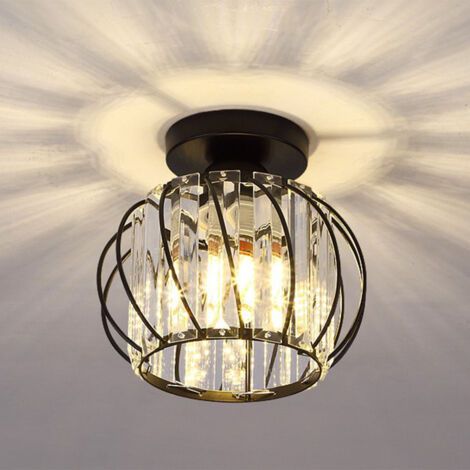 royaluxe- Lampe De Plafond En Cristal Plafonnier En Verre Lustre Moderne Noir Plafonnier Créatif E27 Pour Couloir Bureau Cuisine Balcon Salon