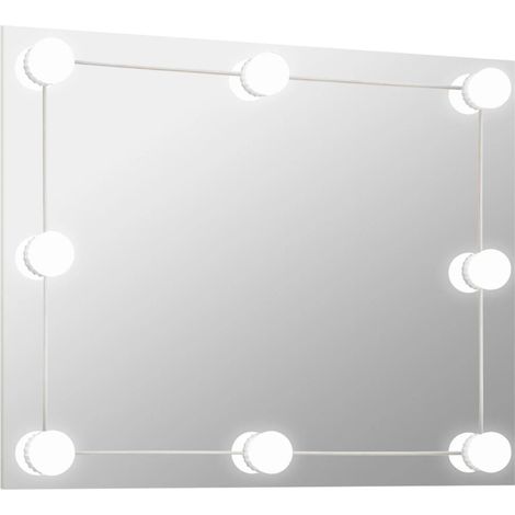 Miroir mural - Miroir de maquillage mural pour Salon,Chambre,Design Moderne sans cadre avec lampes LED Rectangulaire Verre -36425 (1/5)
