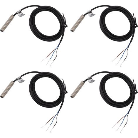 Lot de 4 capteurs de proximité à tête plate de 8 mm, boîtier métallique, transistor NPN CC 3 fils normalement fermé, interrupteur inductif (1/5)