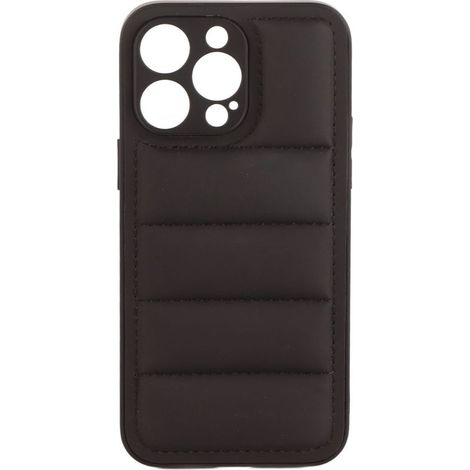 Weiche, schwarze Handyhülle aus Kunstleder, Schutzhülle für iPhone 14 Pro Max, im Stil einer Steppjacke. (1/5)