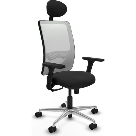 Chaise de bureau piqueras y crespo Zulema blanc maille simili cuir (1/2)