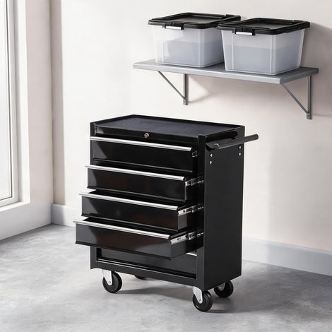 Servante d'atelier coloris noir en acier 61,6 x 33 x 75 cm (1/5)