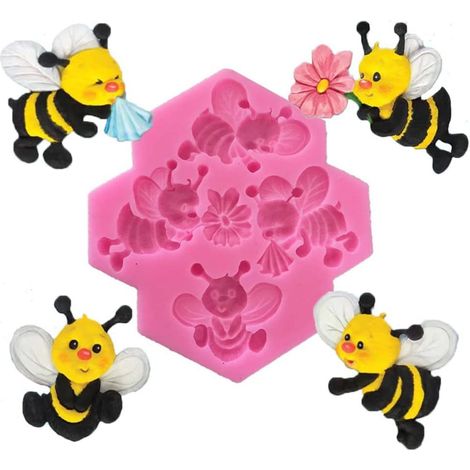 Moule En Silicone - Abeilles - Pour Pâtisserie Sucrée Et Savonneuse - Température -40 À 200 °C - Lot De 4 (1/5)