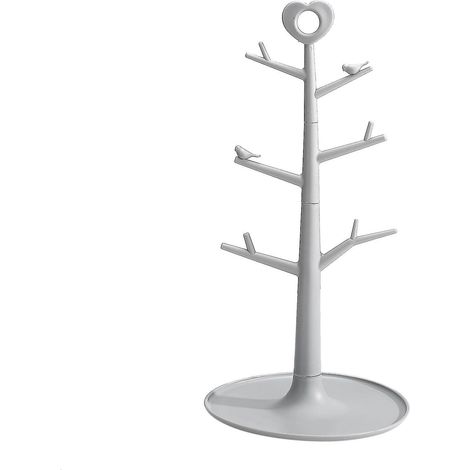 Égouttoir à tasses à café, porte-mugs, étagère de cuisine en forme d'arbre, en plastique PP, détachable et portable, rangement pour la maison, gris (1/5)