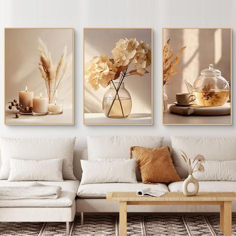 Wandbilder 3teilig Boho Blume Poster Ohne Rahmen Wohnzimmer G 40x50cm (1/5)