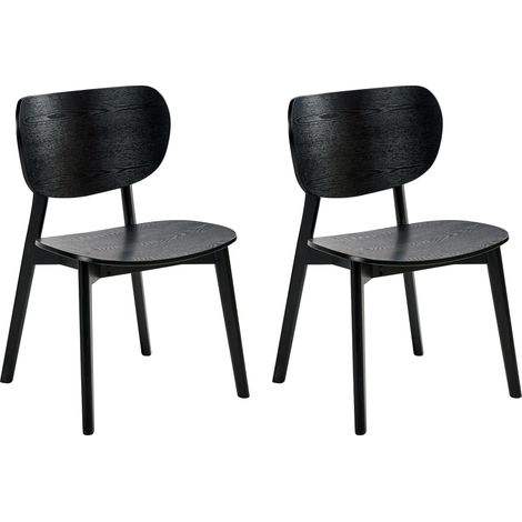 Conjunto de 2 sillas de comedor estructura y patas de madera de caucho y revestimiento de chapa de madera de fresno negri Overly (1/5)
