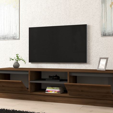 Mueble para TV Lurani, un estante, 2 puertas, 4 compartimentos, 180x40x45h cm Nogal Marrón (1/5)
