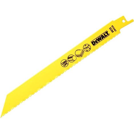 Bi Metal Sabre Blade for Plastic & Pipes 203mm Pack of 5 DEWDT2387QZ (1/2)