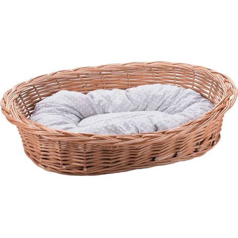 Panier en osier pour chiens, chats et animaux, moelleux, transat, panier avec oreiller, 2 pièces, k30 - crème (1/5)