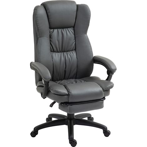 Ergonomischer Massage-Bürostuhl aus Kunstleder, dunkelgrau, mit Kopf- und Fußstütze (1/5)